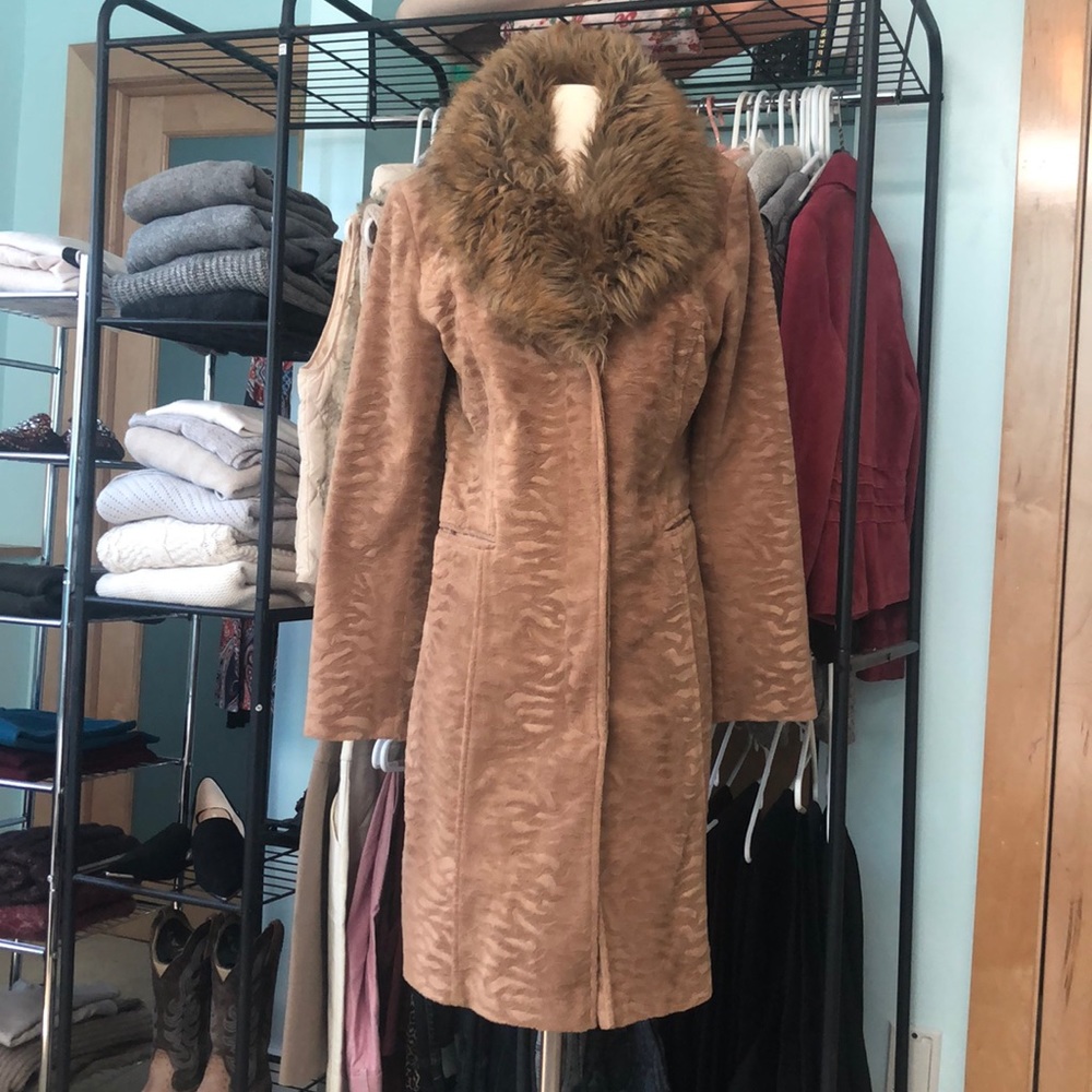 Womens’ Faux Fur-Collar Coat